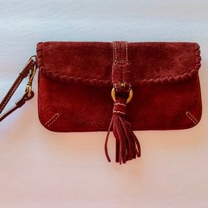 Coach Auth Rust Suede Wristlet